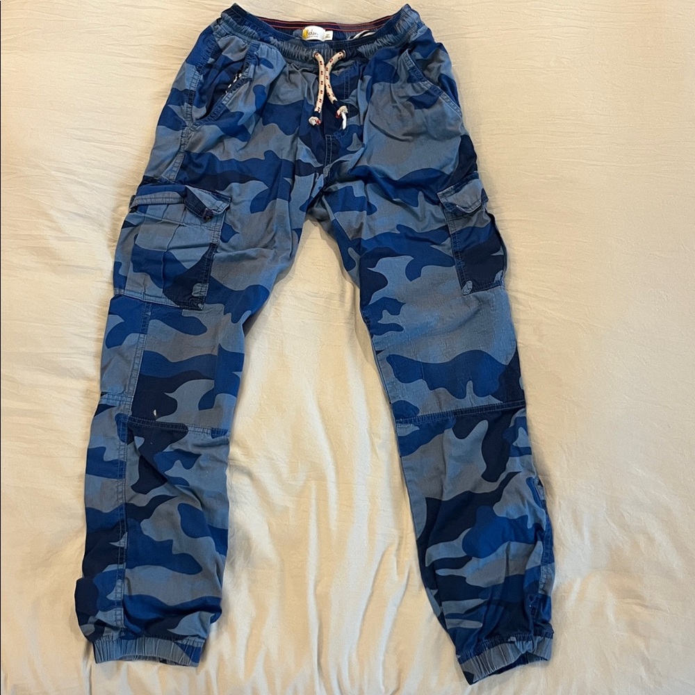 MINI BODEN Boys Jogger Cargo Pants Camo Jersey Lined Size 13Y